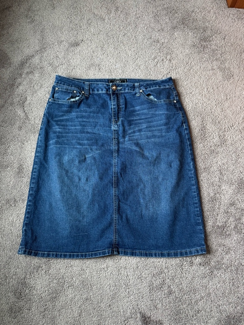 Cato Denim Skirt SIZE 14 Blue Mid Rise Back Pocket Detail Casual Jean Skirt